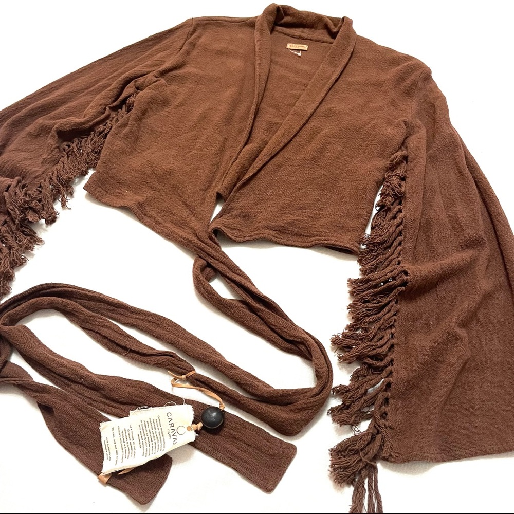 Caravana Tulum fringe cardigan crop top wrap OS